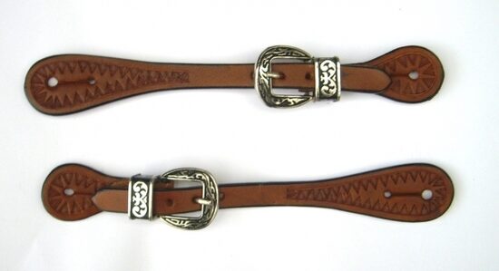 E45a. Sporenriemen Kids, punzierte Schnallenset, chestnut