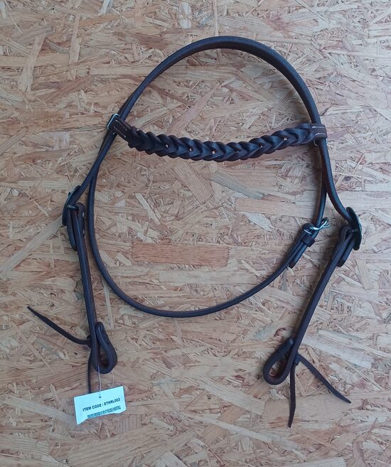 Kopfstück, geflochtenes Stirnband, geöltes Leder