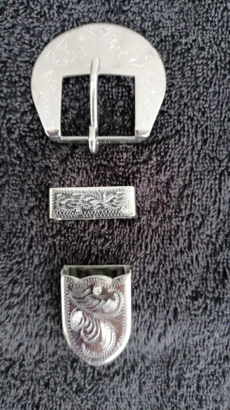 Schnallenset, 3-teilig, floral graviert