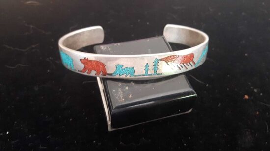 Armreife, silber, Türkis, parelmoer