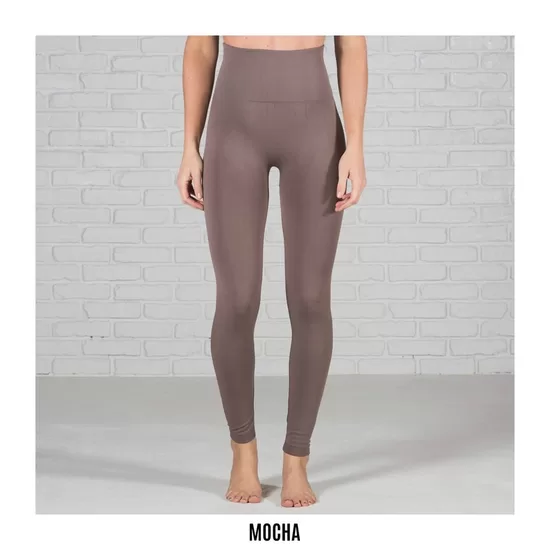 Bauchregulierende Thermo Leggings - Fleecefutter - Mocha/mokkabraun