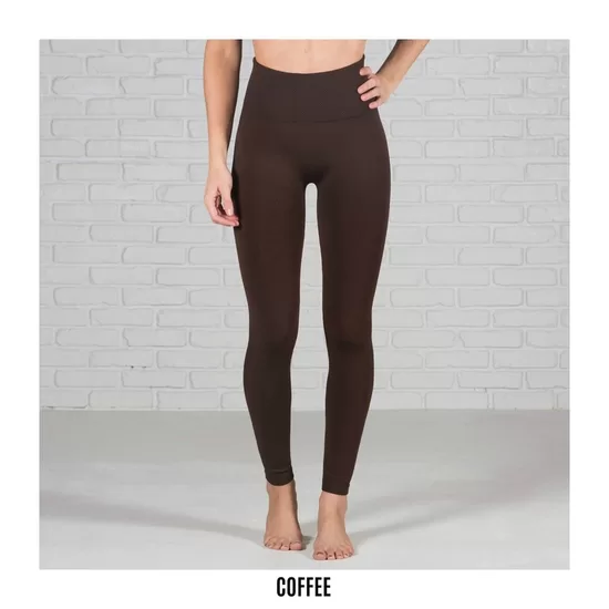 Bauchregulierende Thermo Leggings - Fleecefutter - Coffee/dunkelbraun