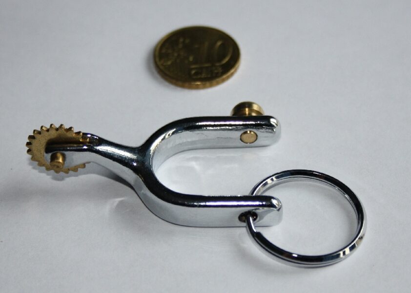 Schlüsselanhänger- Mini-Sporen - silber