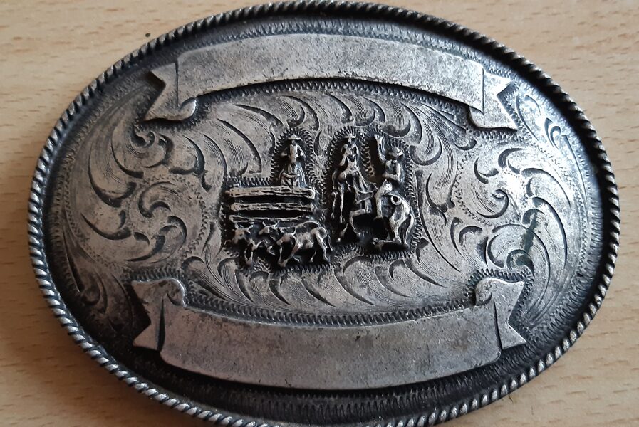Buckle "Stampede" silver antique