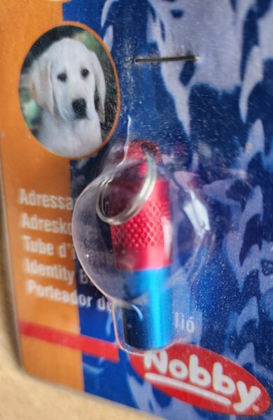 Adressanhänger blau/rot, ca 3cm