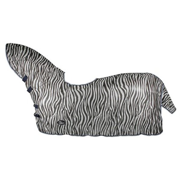 XAusreit-Fliegendecke grau/schwarz Zebra, mit Hals