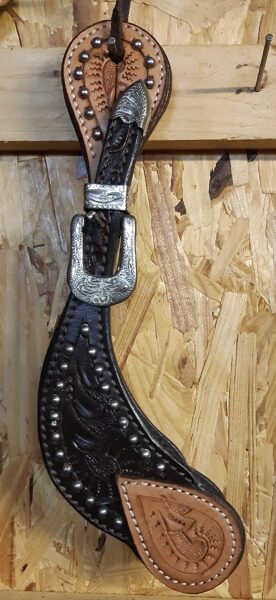 E22 Sporenriemen -Two Tone - Dots - Graviertes Buckles Set