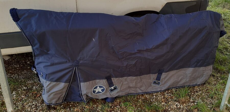 Outdoordecke mit Hals, 300gr.  Navy/Grey 165cm Rückenlange