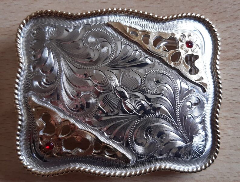 Stars and Stripes Buckle "Red Stones"