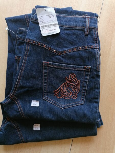 IVY 3/4 Reitjeans blau mit stickerei, Glittersteinchen, Kombi aud Reitjeans und Jodpurhose