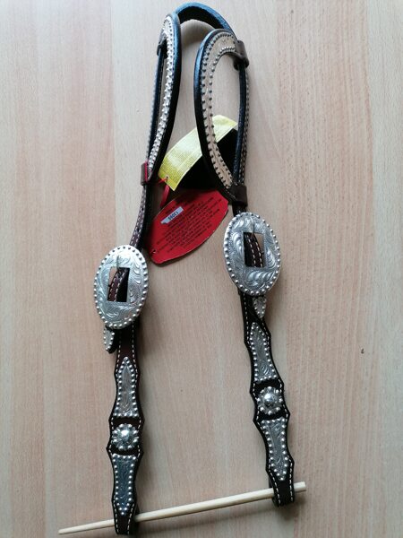 2-Ohr Kopfstück Showman  dunkel mit bling-bling Silber