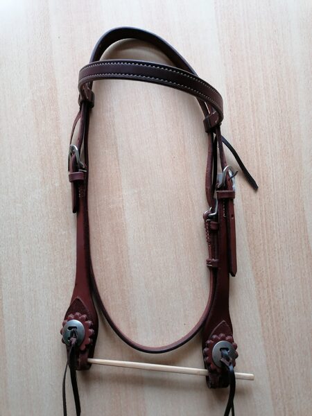 433. Kopfstück dunkel geöllt, Rosett Conchas