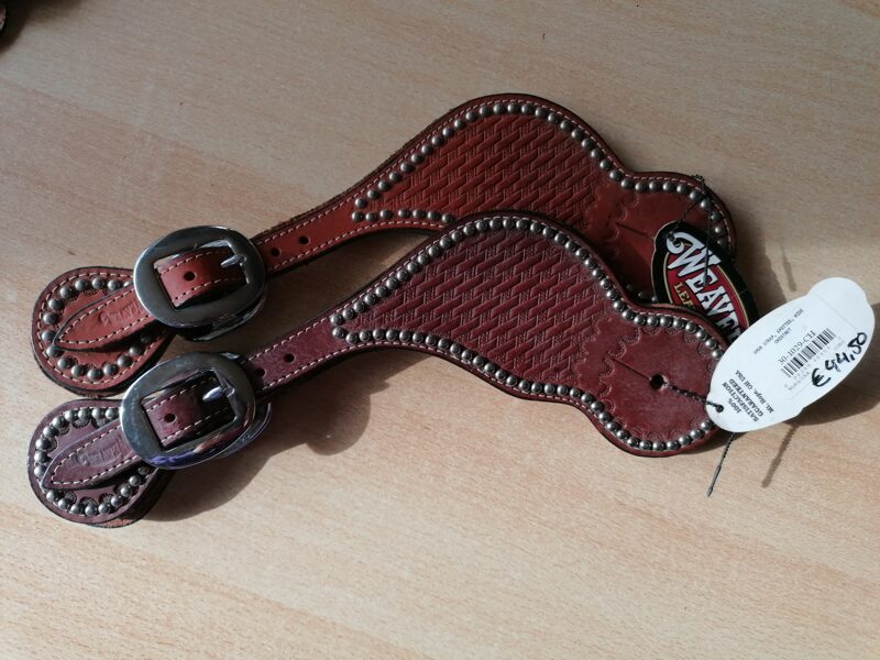 W16. Weaver, Sporenriemen mit Spots und Korbmuster eckig breit