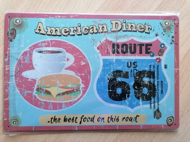 Retro Metall Schilder, Repro Werbeschilder aus Blech, Motiv: Route 66