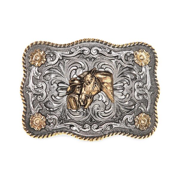 Buckle Pferdekopf mit Cowboy rechteck